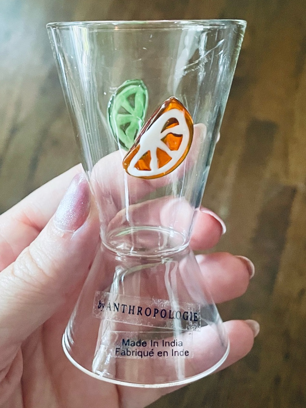 Anthropologie Icon Glass Jigger Lime Lemon Margarita